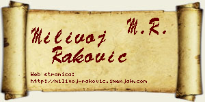 Milivoj Raković vizit kartica
